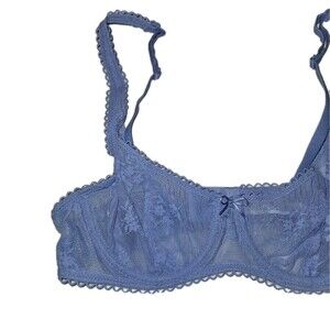 Wild Fable Bra Womens 34A Blue Lace Sheer Underwire Balconette Unlined Fairycore